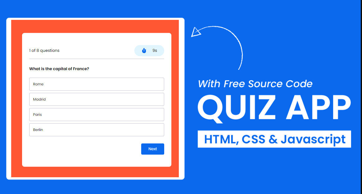 Build a Quiz Application with HTML, CSS, and JavaScript, Free Source Code