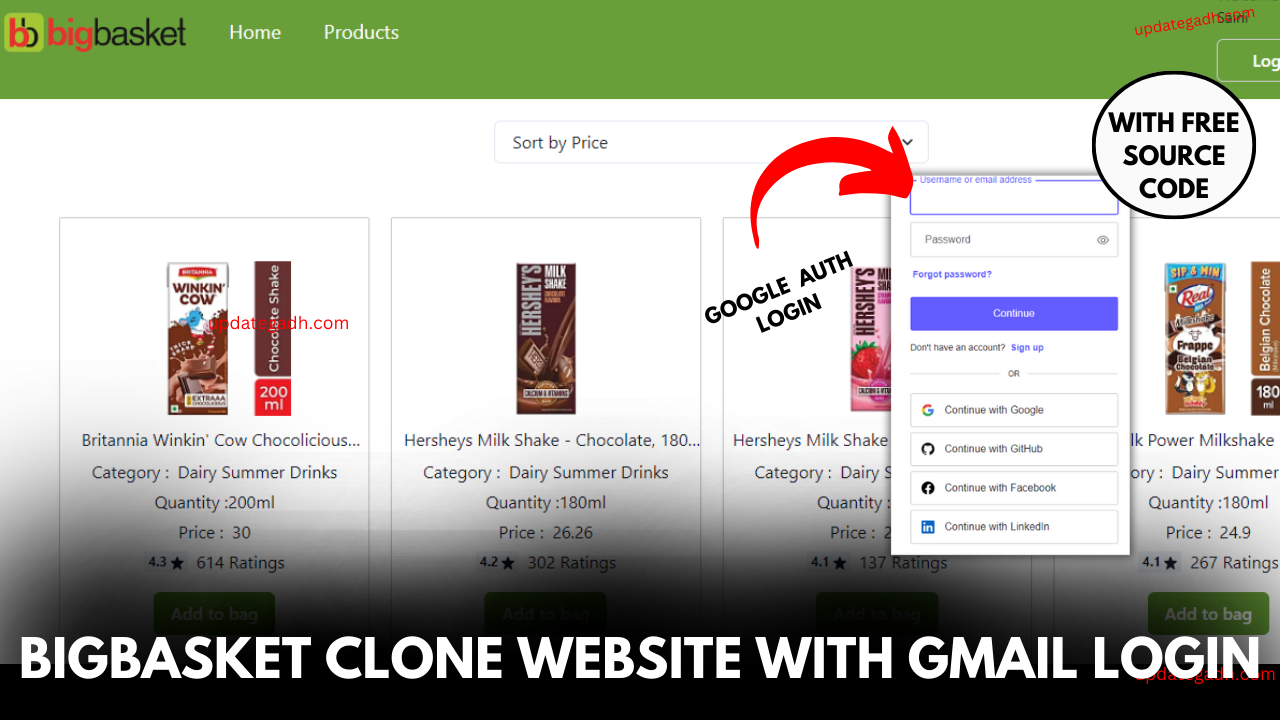 BigBasket Clone Website With Gmail login Free Source Code !