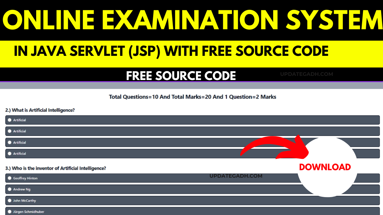 Online examination system project in java servlet (JSP) With Free Source Code