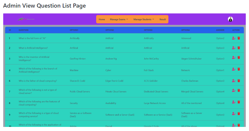 image-36 Online examination system project in java servlet (JSP) With Free Source Code