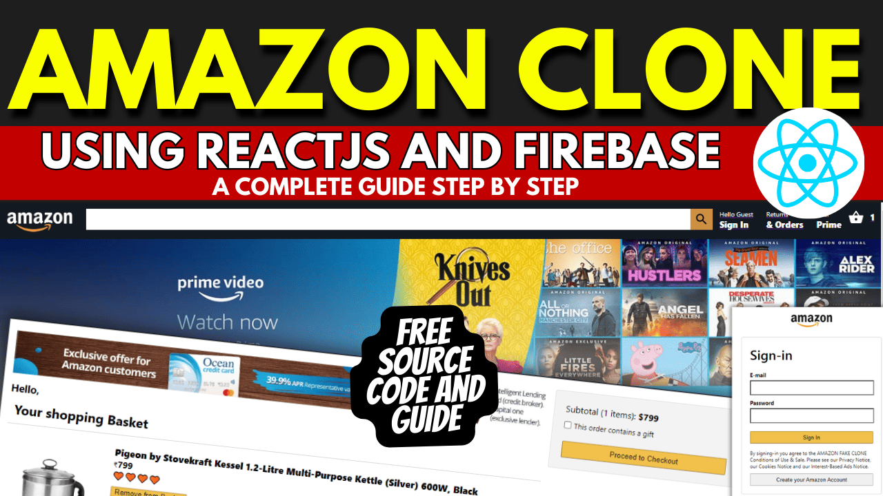 Free Project : Amazon clone using ReactJS and Firebase with Source Code and Guide