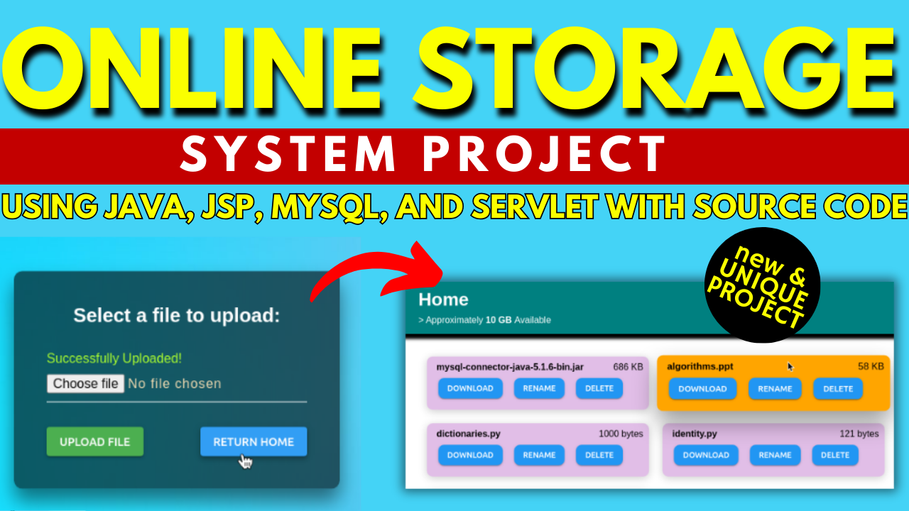 Free Online Storage system on Java, JSP, MySQL, and Servlet ,A Comprehensive Guide