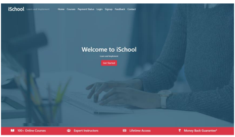 website-HomePage Complete E-Learning Management System (LMS) using PHP MySQL | 1st Free Source Code Download