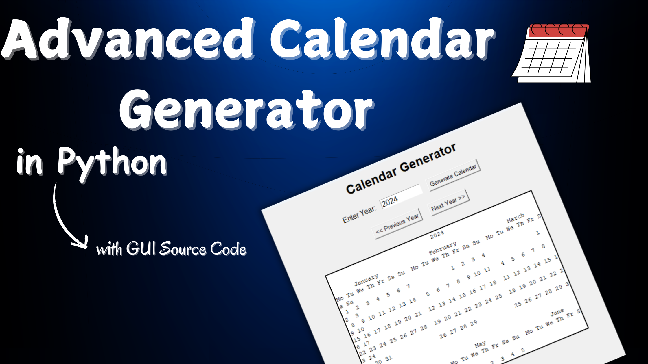 Advanced Calendar Generator in Python with GUI Source Code