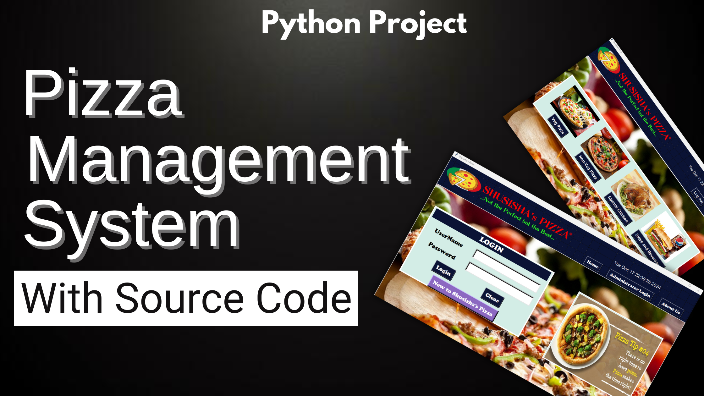Pizza Management System in Python with Source Code