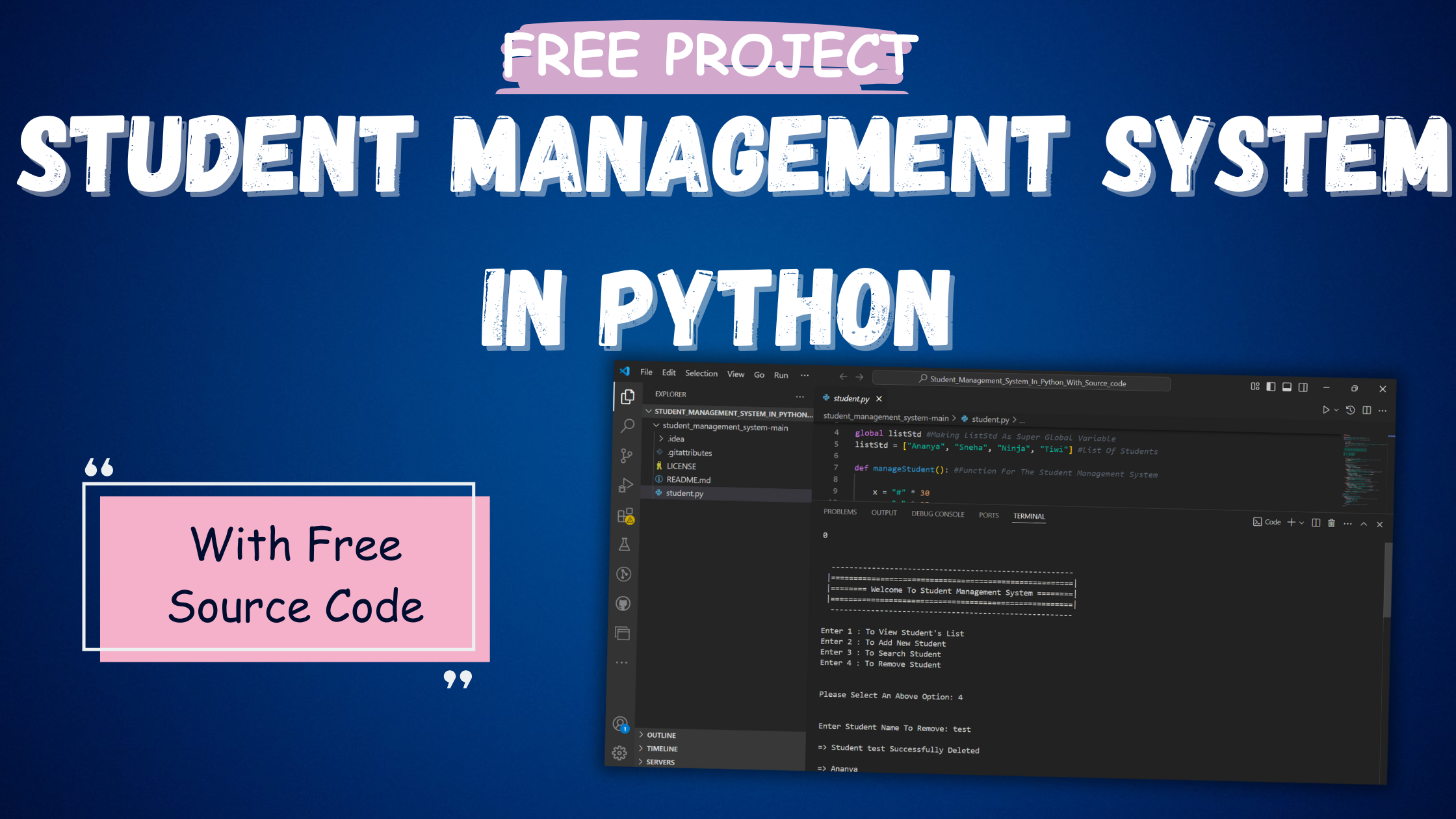 Student Management System in Python with Free Source Code