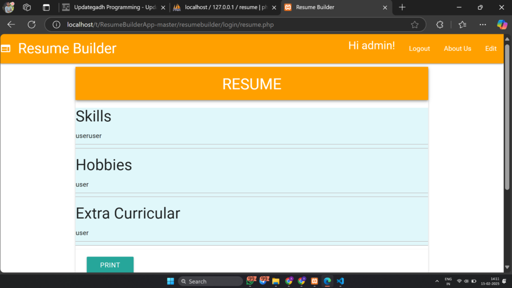 Screenshot-2025-02-15-141137-1024x577 Resume Builder Web Application Project in PHP Source Code