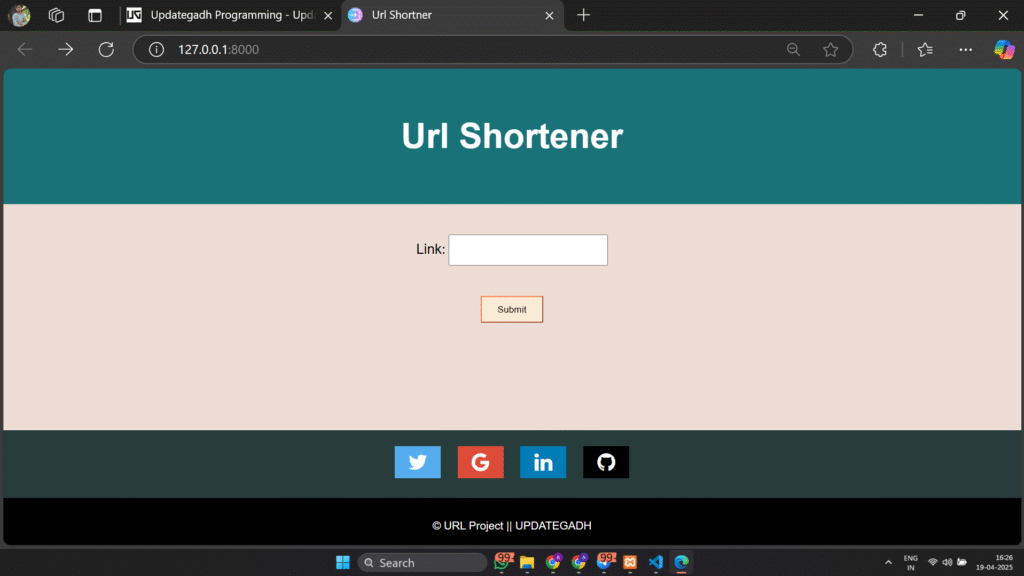 Screenshot-2025-04-19-162631-1024x576 🔗 Free URL Shortener Project in Django with Source Code – Best for Beginners