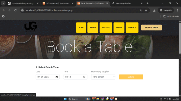 Online Food Ordering & Table Booking Website